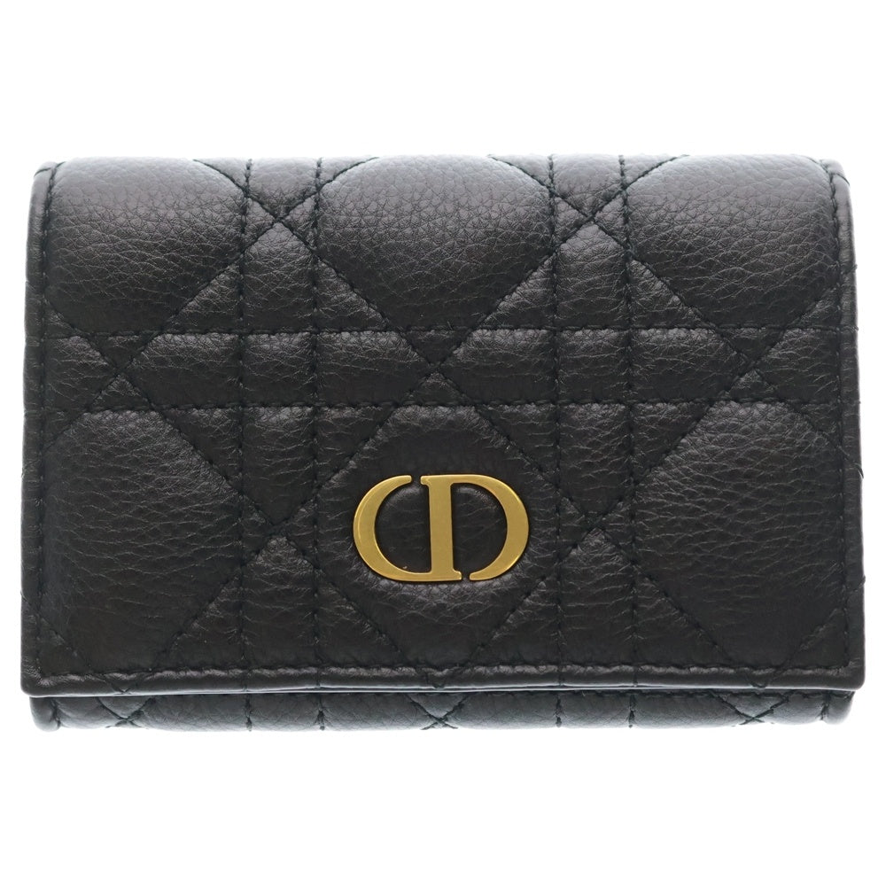Christian Dior(クリスチャンディオール) レディディオール カナージュ カードケース 名刺入れ ブラック レザー ゴールド金具 レディース