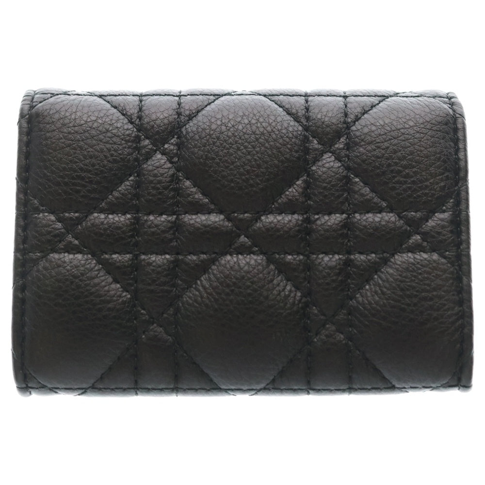 Christian Dior(クリスチャンディオール) レディディオール カナージュ カードケース 名刺入れ ブラック レザー ゴールド金具 レディース