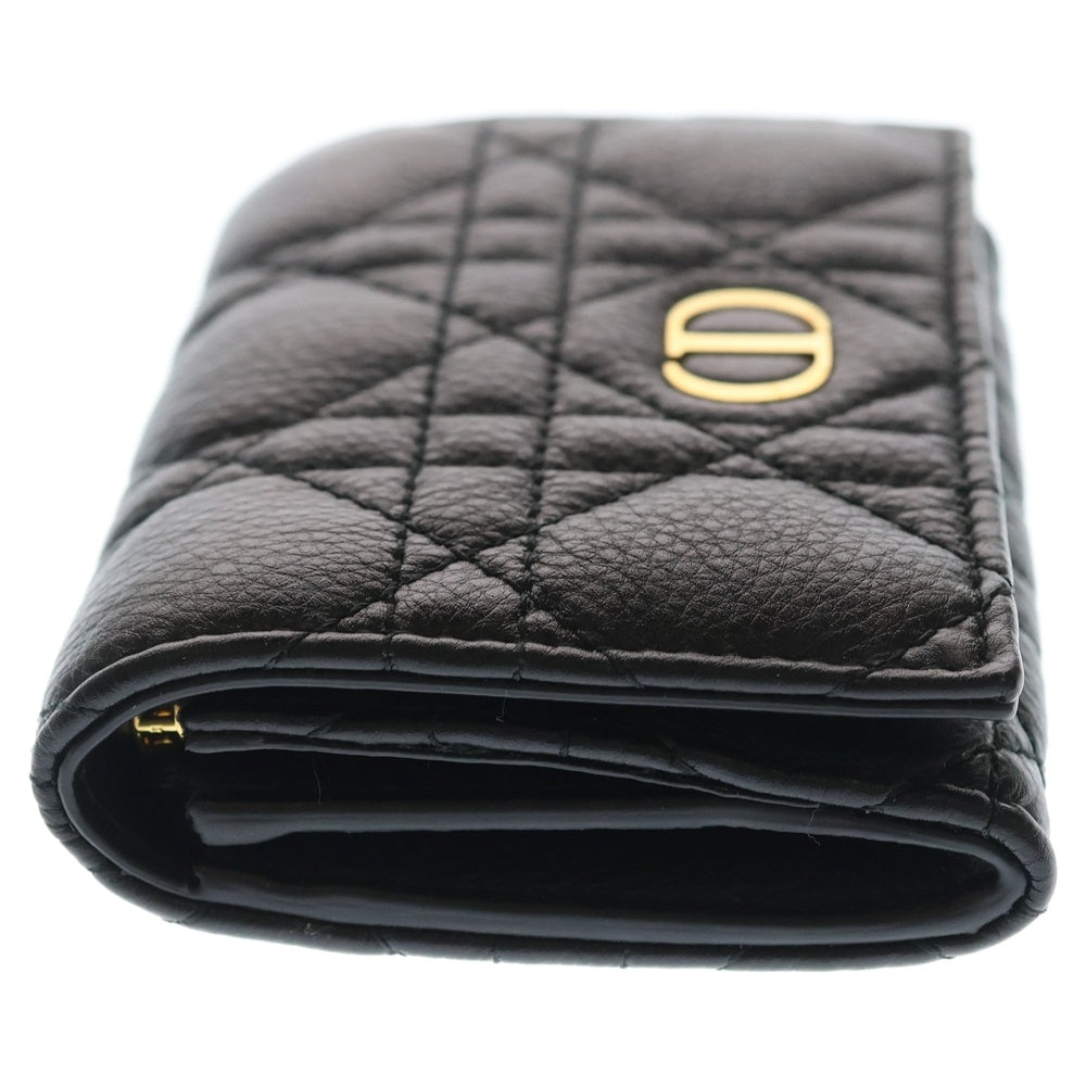 Christian Dior(クリスチャンディオール) レディディオール カナージュ カードケース 名刺入れ ブラック レザー ゴールド金具 レディース