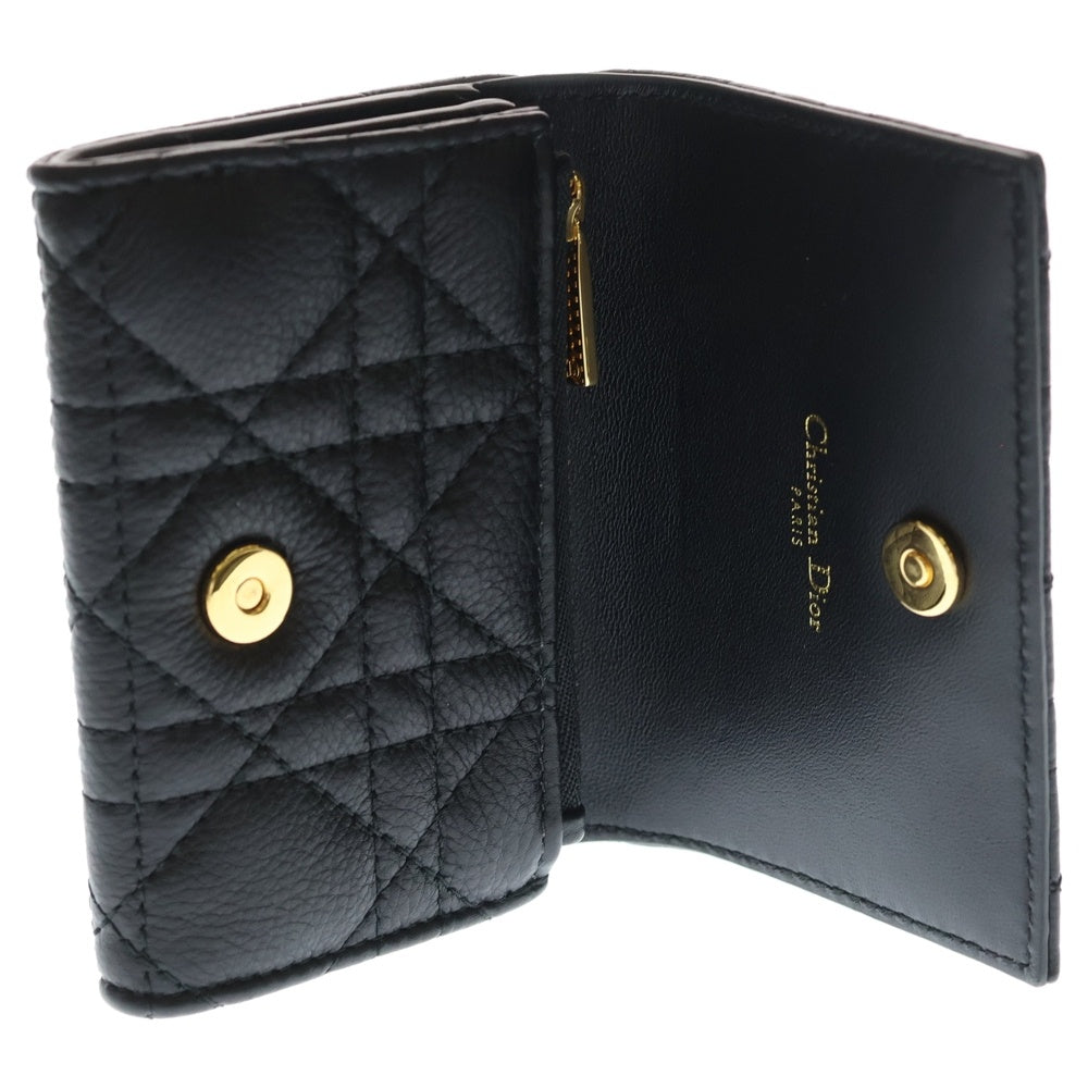 Christian Dior(クリスチャンディオール) レディディオール カナージュ カードケース 名刺入れ ブラック レザー ゴールド金具 レディース