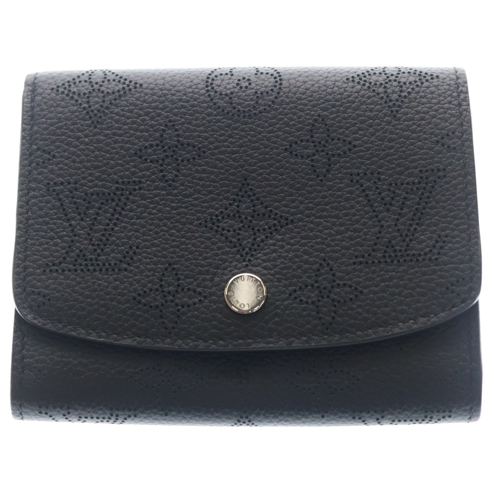 LOUIS VUITTON(ルイヴィトン) モノグラム マヒナ ポルトフォイユ イリス コンパクトウォレット 三つ折り財布 コインケース ブラック レザー M62540 シルバー金具 レディース