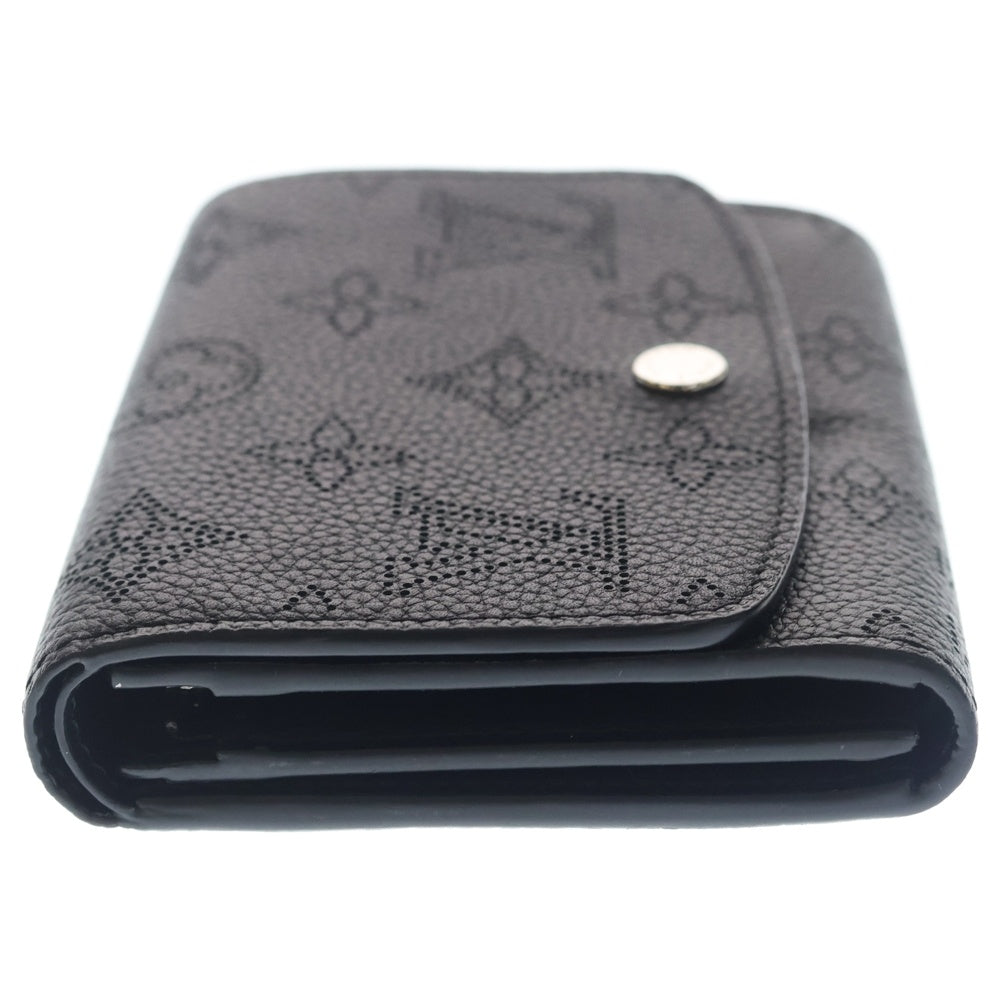 LOUIS VUITTON(ルイヴィトン) モノグラム マヒナ ポルトフォイユ イリス コンパクトウォレット 三つ折り財布 コインケース ブラック レザー M62540 シルバー金具 レディース
