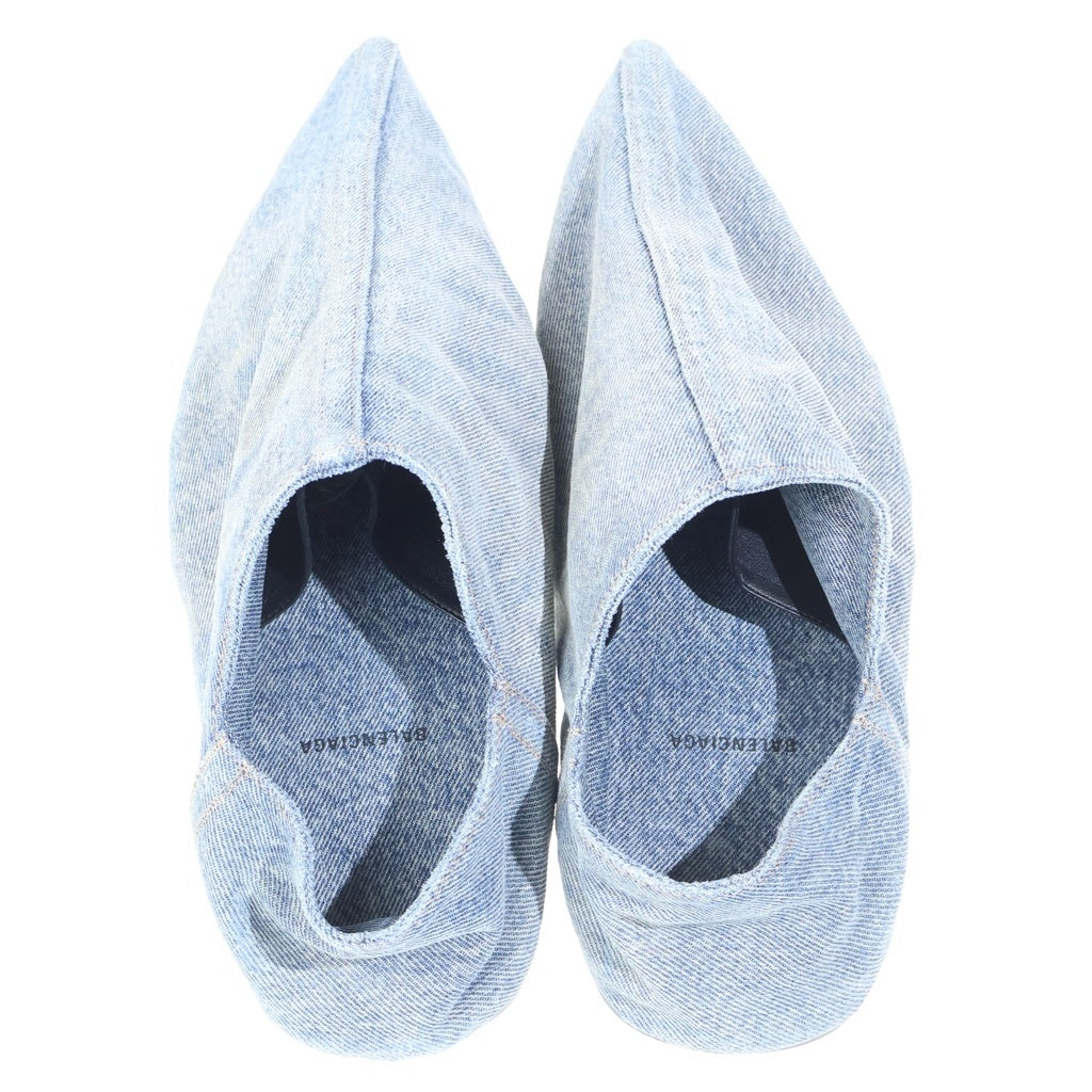 BALENCIAGA(バレンシアガ) Pointed Denim Mules フラットミュール インディゴブルー デニム #39 788347
