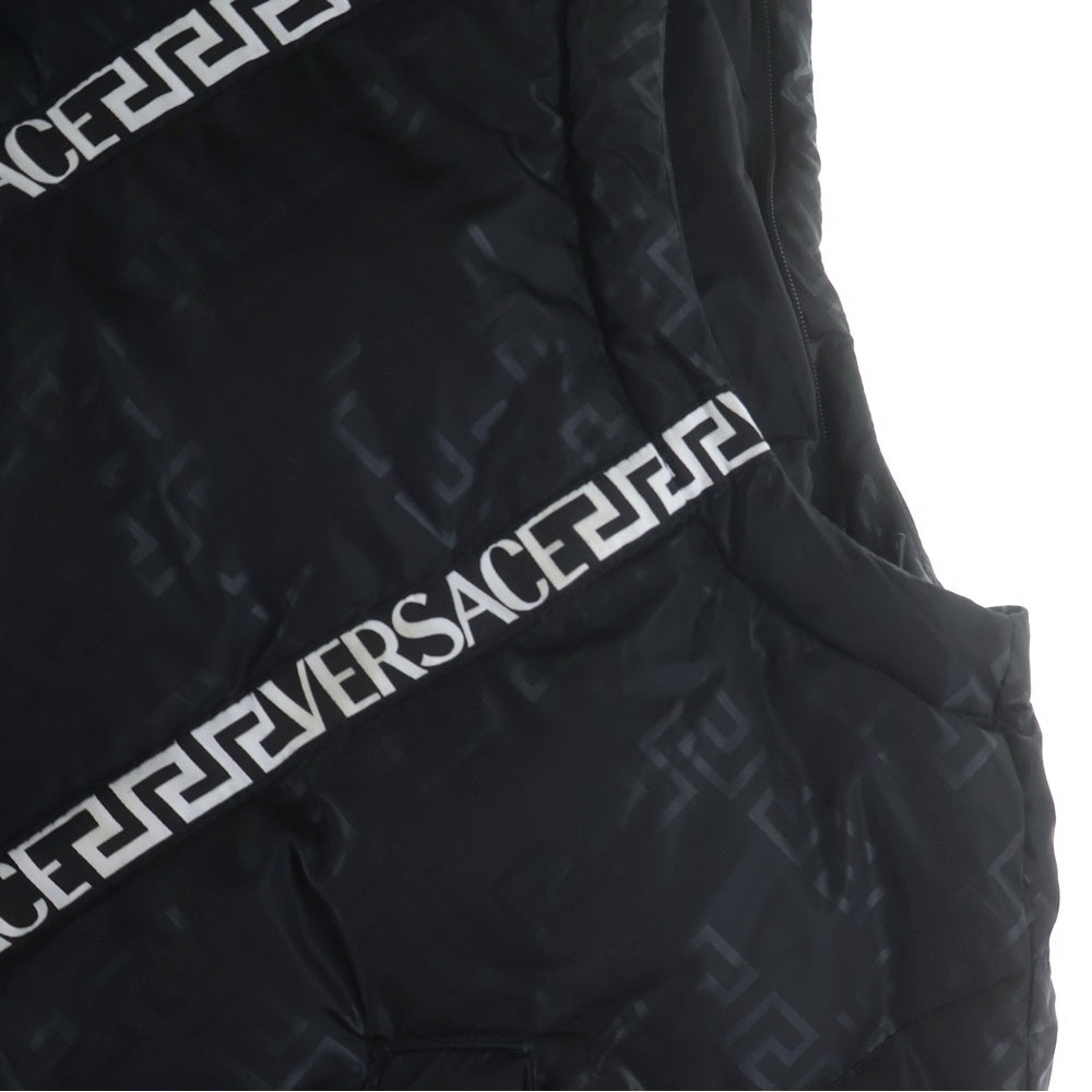 VERSACE(ヴェルサーチ) ロゴテープ ジップアップ ダウンベスト ブラック