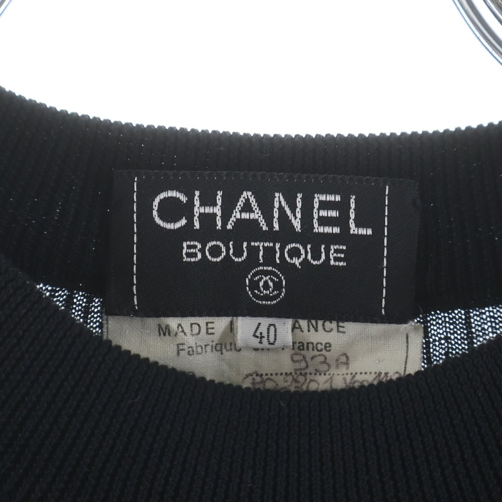 CHANEL(シャネル) 93A ココマークボタン コットン リブ クルーネック 長袖ニット セーター ブラック レディース