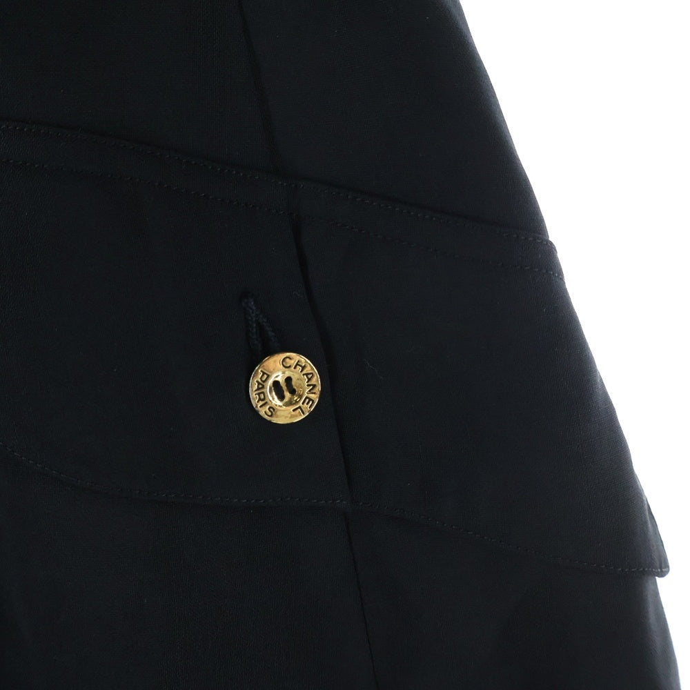 CHANEL(シャネル) ゴールドボタン プリーツ キュロット ハーフ ショートパンツ ショーツ スカート ブラック レディース