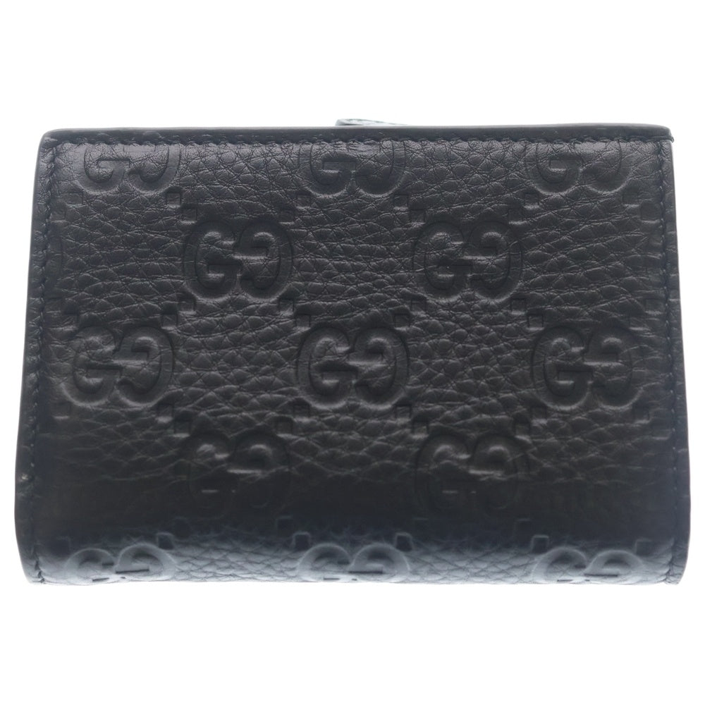 GUCCI(グッチ) GGエンブレム ミディアムウォレット 二つ折り財布 コインケース ブラック レザー 815874 ゴールド金具 レディース