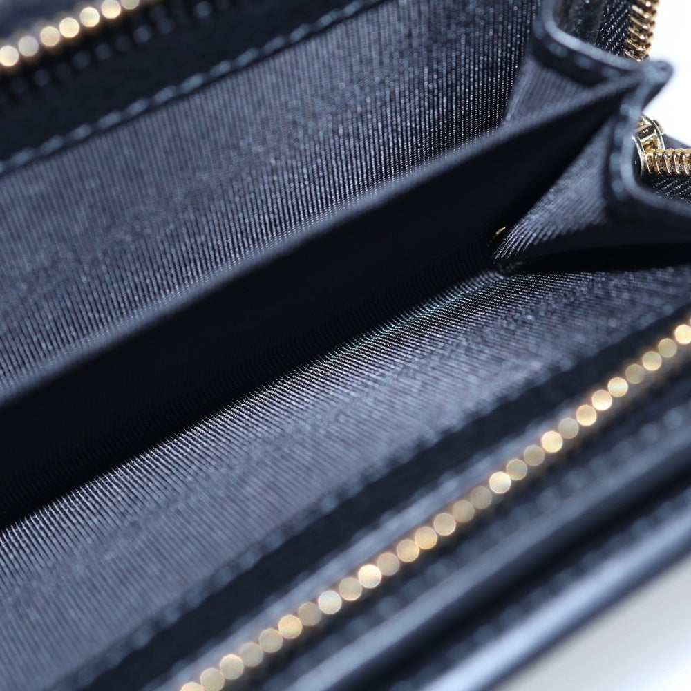 GUCCI(グッチ) GGエンブレム ミディアムウォレット 二つ折り財布 コインケース ブラック レザー 815874 ゴールド金具 レディース
