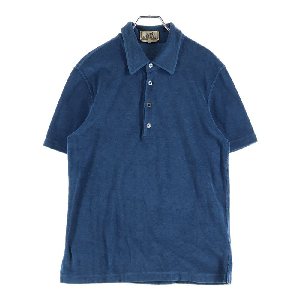 HERMES(エルメス) 半袖パイルトップス パイルポロシャツ ブルー M