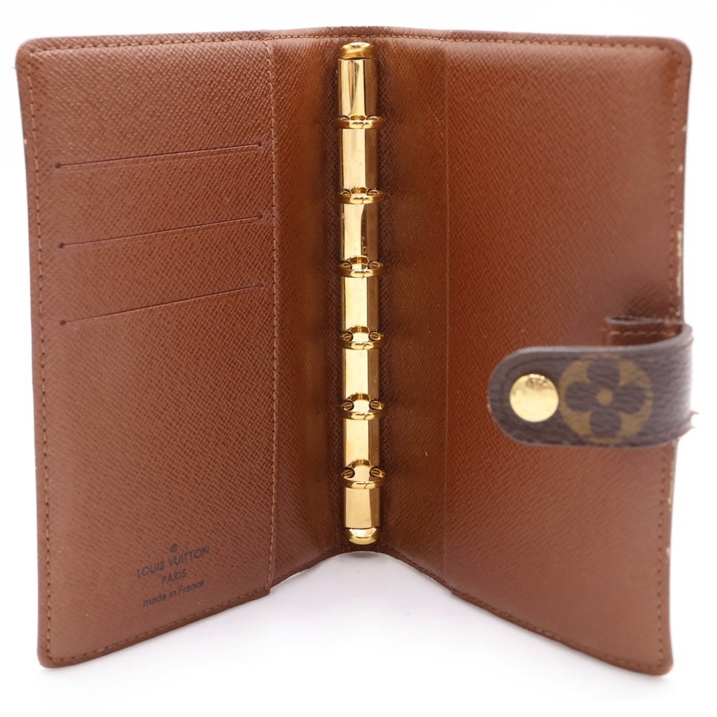 LOUIS VUITTON(ルイヴィトン) モノグラム アジェンダPM バインダー 手帳カバー ブラウン PVC R20005 ゴールド金具 レディース