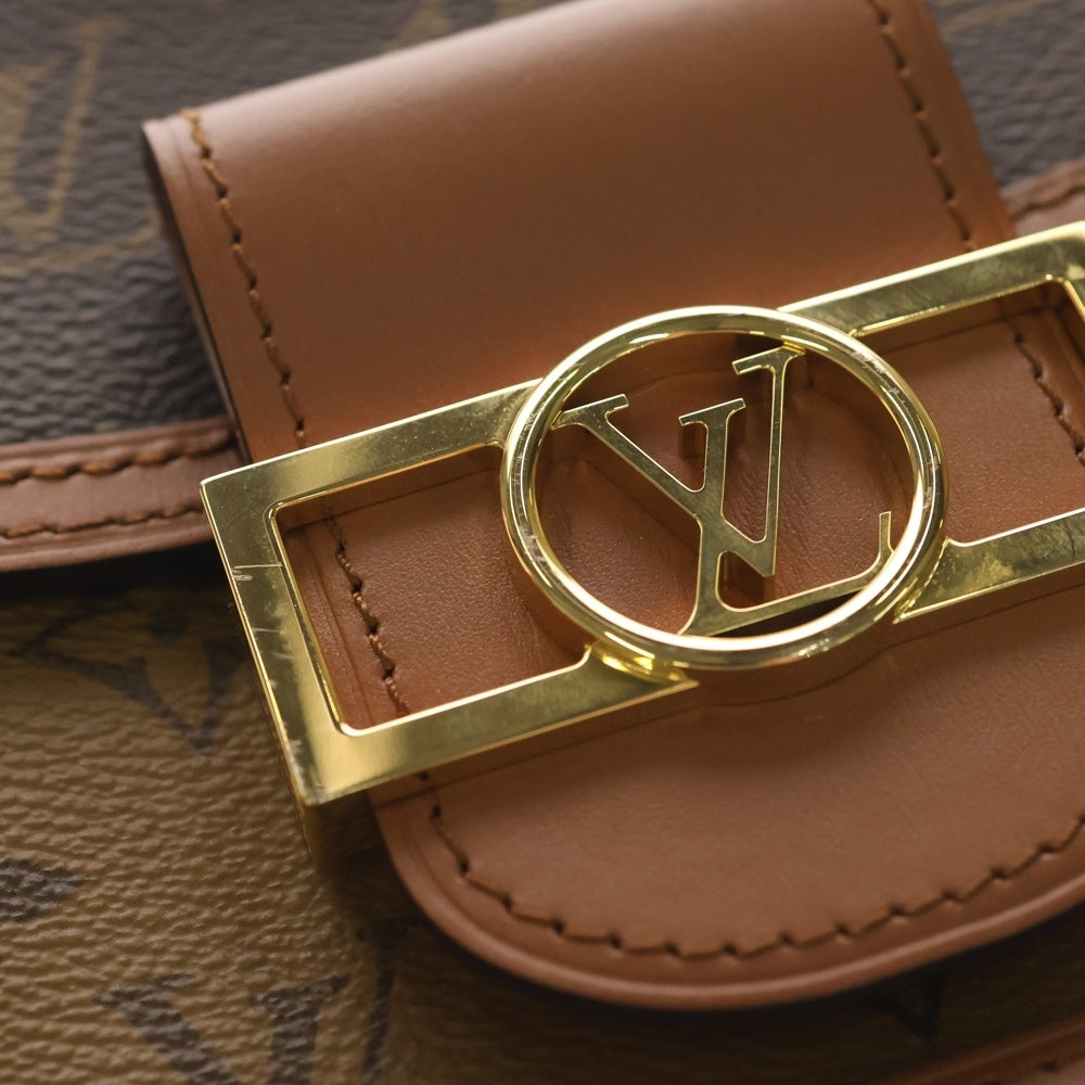 LOUIS VUITTON(ルイヴィトン) モノグラムリバース ドーフィーヌMINI ショルダーバッグ ブラウン レザー×PVC M45959 ゴールド金具 レディース