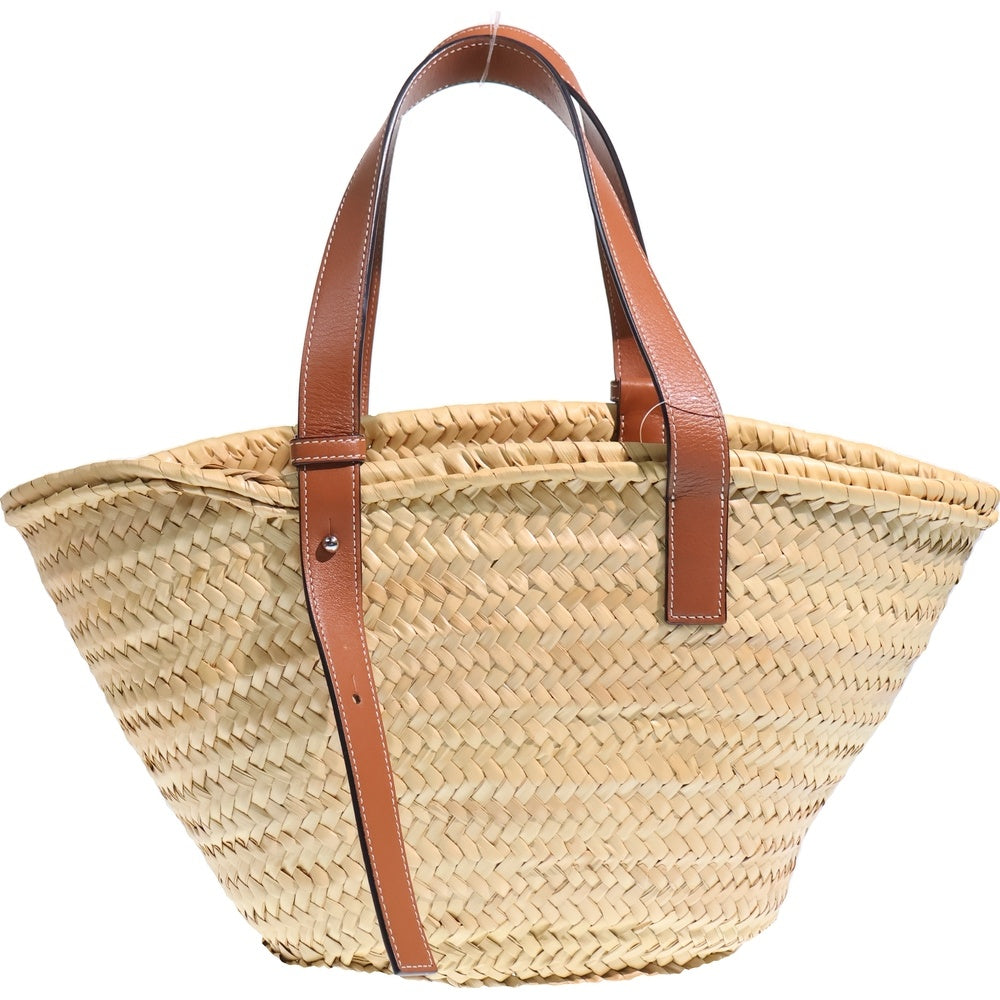 LOEWE(ロエベ) カゴバッグ トートバッグ ハンドバッグ ベージュ×ブラウン レザー×ラフィア レディース