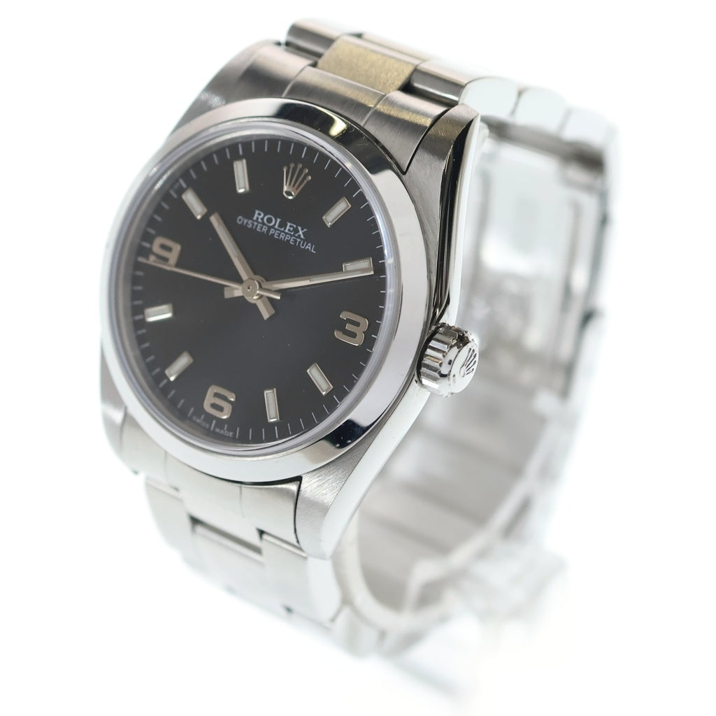 ROLEX(ロレックス) 77080 オイスターパーペチュアル 黒文字盤 SS/AT ステンレス 自動巻き Y番 ボーイズ 腕時計