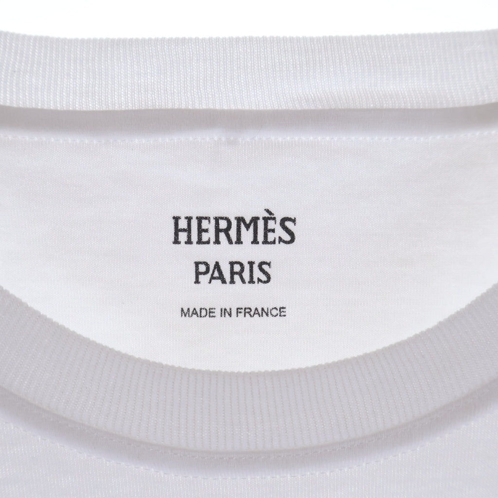 HERMES(エルメス) 23SS カノエ プリント 半袖 Tシャツ カットソー ホワイト レディース 3E4625DL