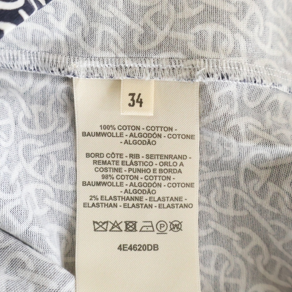 HERMES(エルメス) 24SS ナウサ シェーヌダンクル 総柄プリント 半袖 Tシャツ カットソー ネイビー レディース 4E4620DB