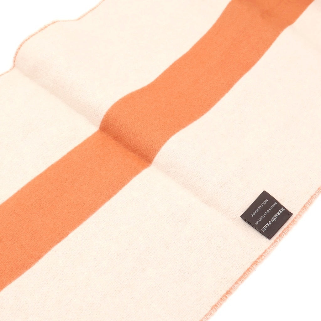 HERMES(エルメス) グランモール カシミヤ フリンジ マフラー オレンジ/ベージュ レディース
