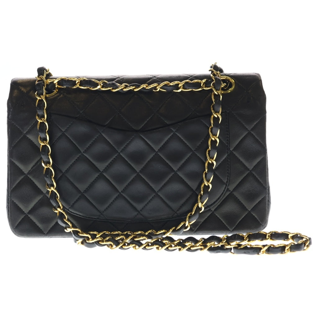CHANEL(シャネル) マトラッセ23 ラムスキン レザー Wフラップ Wチェーン ショルダーバッグ ゴールド金具 ブラック 2番台 レディース