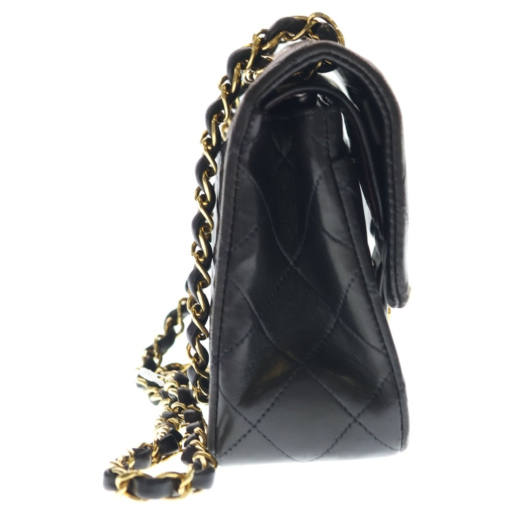 CHANEL(シャネル) マトラッセ23 ラムスキン レザー Wフラップ Wチェーン ショルダーバッグ ゴールド金具 ブラック 2番台 レディース