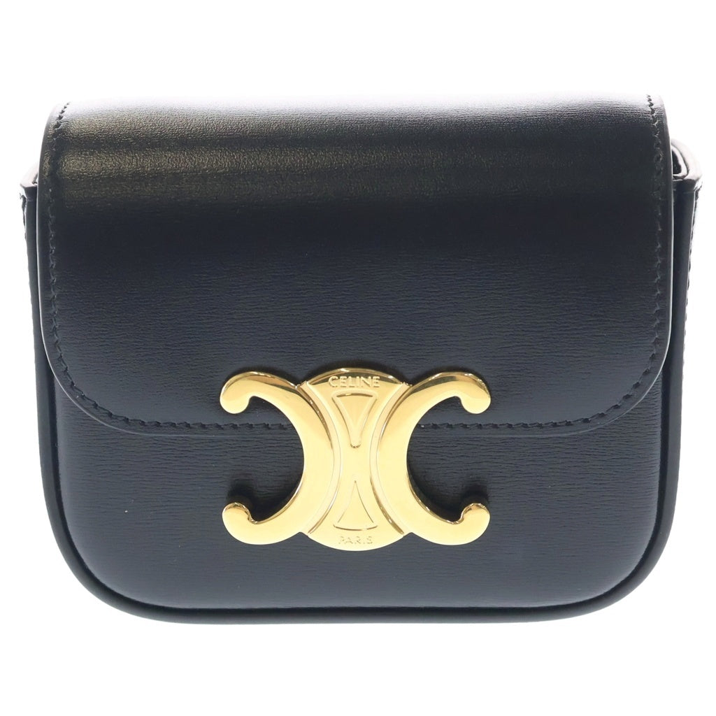 CELINE(セリーヌ) トリオンフ ミニクロード レザー ショルダーバッグ ゴールド金具 ブラック レディース