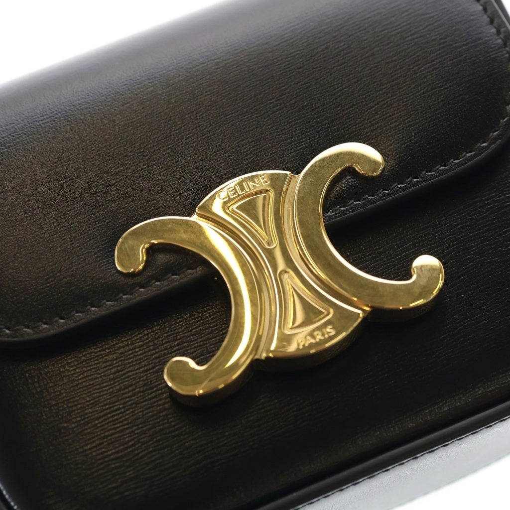 CELINE(セリーヌ) トリオンフ ミニクロード レザー ショルダーバッグ ゴールド金具 ブラック レディース