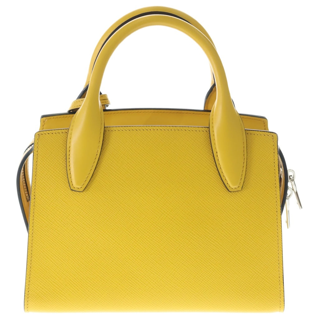 PRADA(プラダ) サフィアーノ 2WAYショルダーバッグ ハンドバッグ イエロー レザー 1BA269 シルバー金具 レディース
