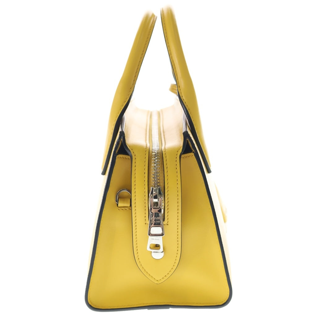PRADA(プラダ) サフィアーノ 2WAYショルダーバッグ ハンドバッグ イエロー レザー 1BA269 シルバー金具 レディース