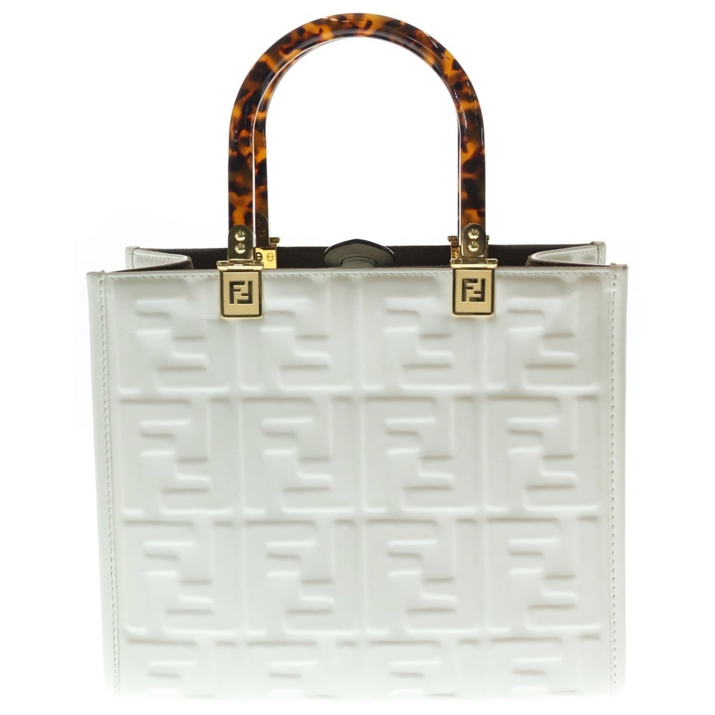 FENDI(フェンディ) サンシャイン スモールトート 2WAYバッグ ハンドバッグ ショルダーバッグ ホワイト カーフ 8BH394 ゴールド金具 レディース