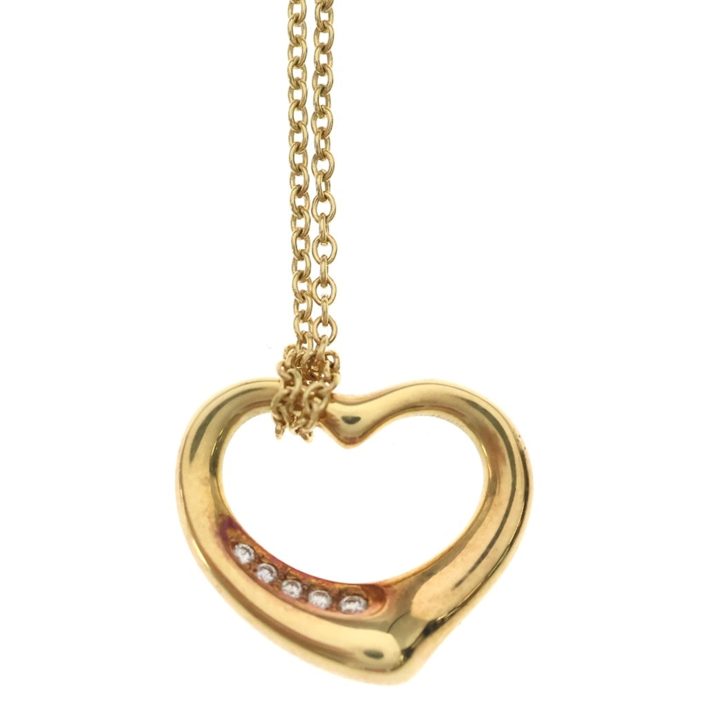 TIFFANY & Co.(ティファニー) オープンハート ダイヤ ネックレス ペンダント チェーン ゴールド 750YG レディース