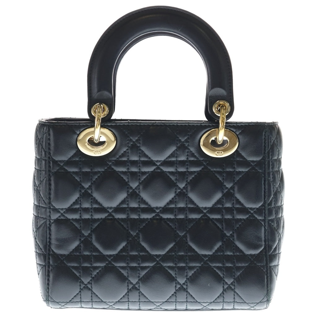 Christian Dior(クリスチャンディオール) マイレディディオール スモール カナージュ 2WAYバッグ ハンドバッグ ショルダーバッグ ブラック レザー ゴールド金具 レディース