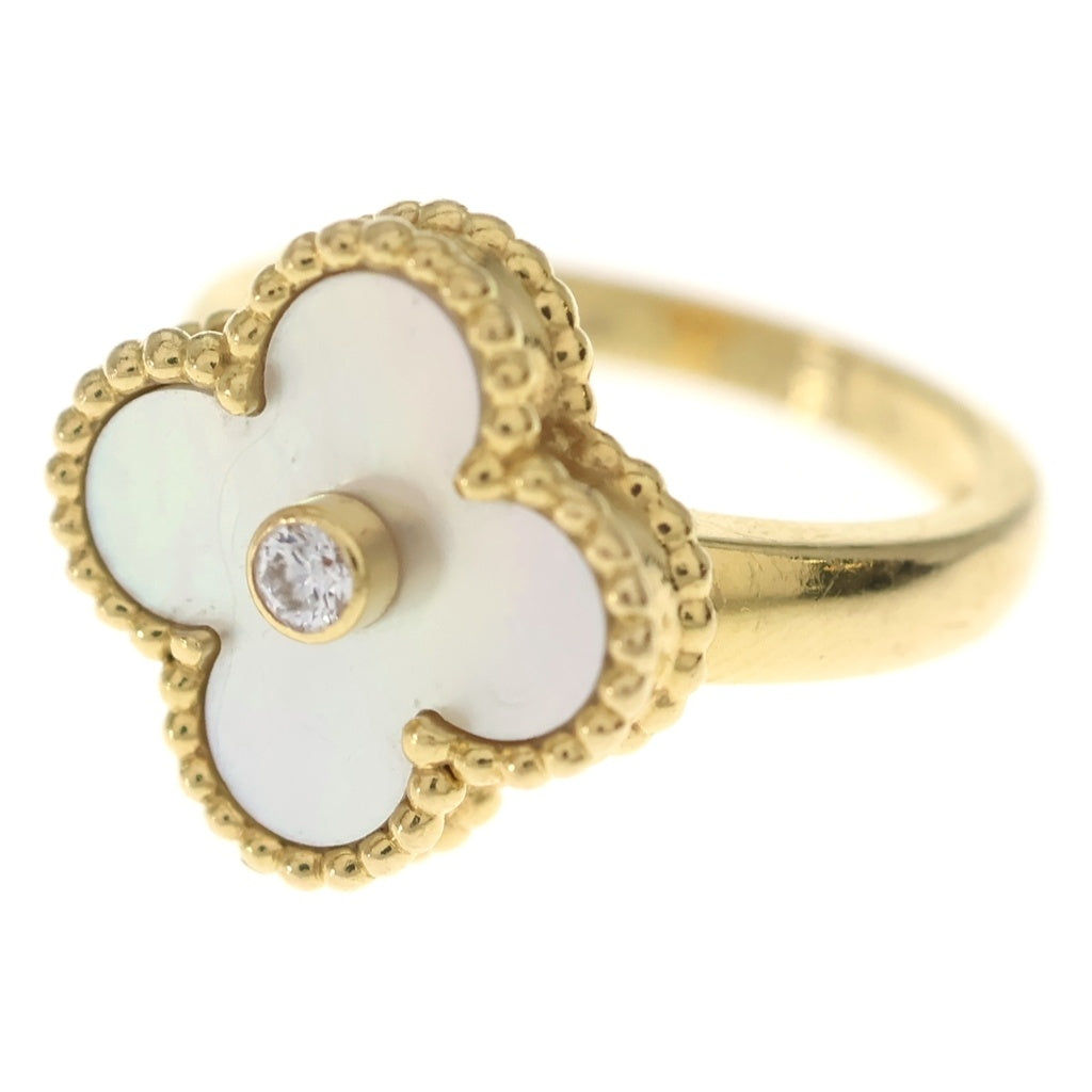 Van Cleef & Arpels(ヴァンクリーフアンドアーペル) ヴィンテージアルハンブラ シェル 1PD ダイヤモンド リング イエローゴールド 18KYG #51 VCARA41152