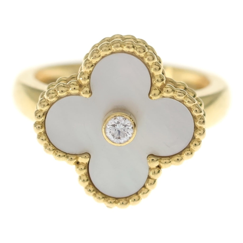 Van Cleef & Arpels(ヴァンクリーフアンドアーペル) ヴィンテージアルハンブラ シェル 1PD ダイヤモンド リング イエローゴールド 18KYG #51 VCARA41152
