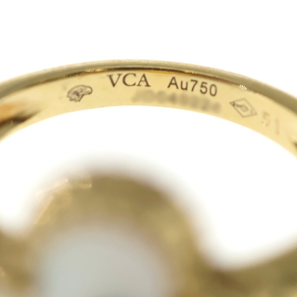 Van Cleef & Arpels(ヴァンクリーフアンドアーペル) ヴィンテージアルハンブラ シェル 1PD ダイヤモンド リング イエローゴールド 18KYG #51 VCARA41152