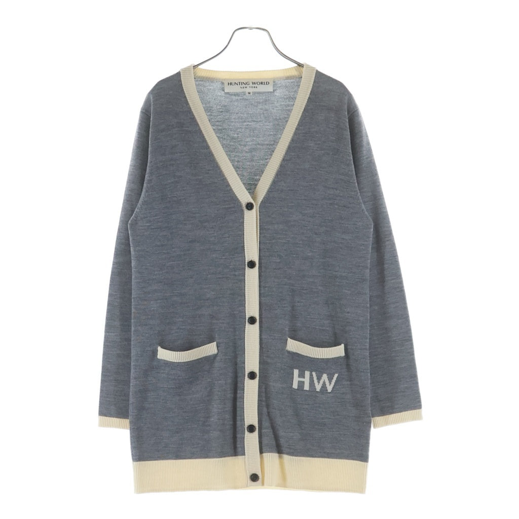 HUNTING WORLD(ハンティングワールド) カーディガン グレー×ホワイト #M レディース