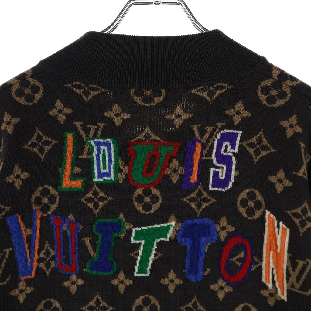 LOUIS VUITTON(ルイヴィトン) LV×NBA モノグラム グラフィック ジップアップニット ブラウン×マルチカラー ウール #XL RM212M ZLL HLN11W レディース