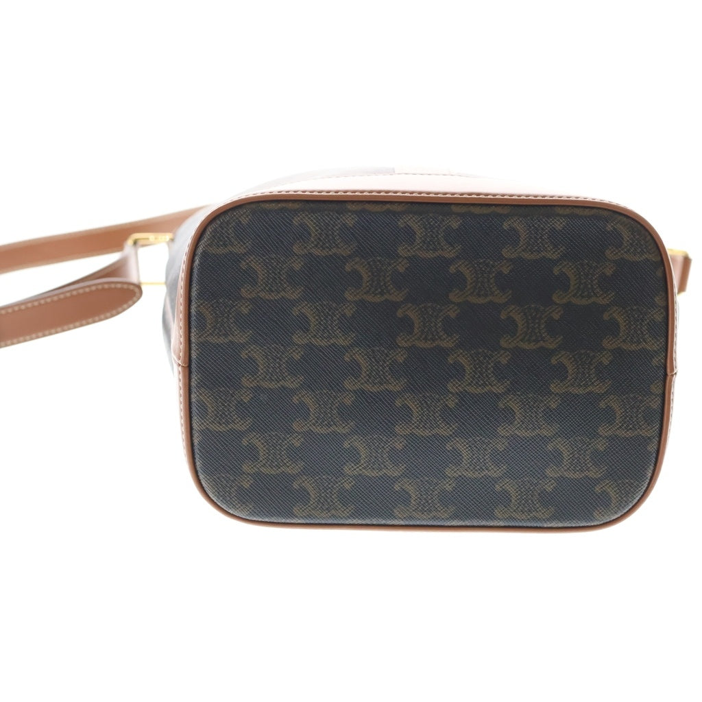 CELINE(セリーヌ) トリオンフ スモール バケット ショルダーバッグ ブラウン レザー×PVC ゴールド金具 レディース
