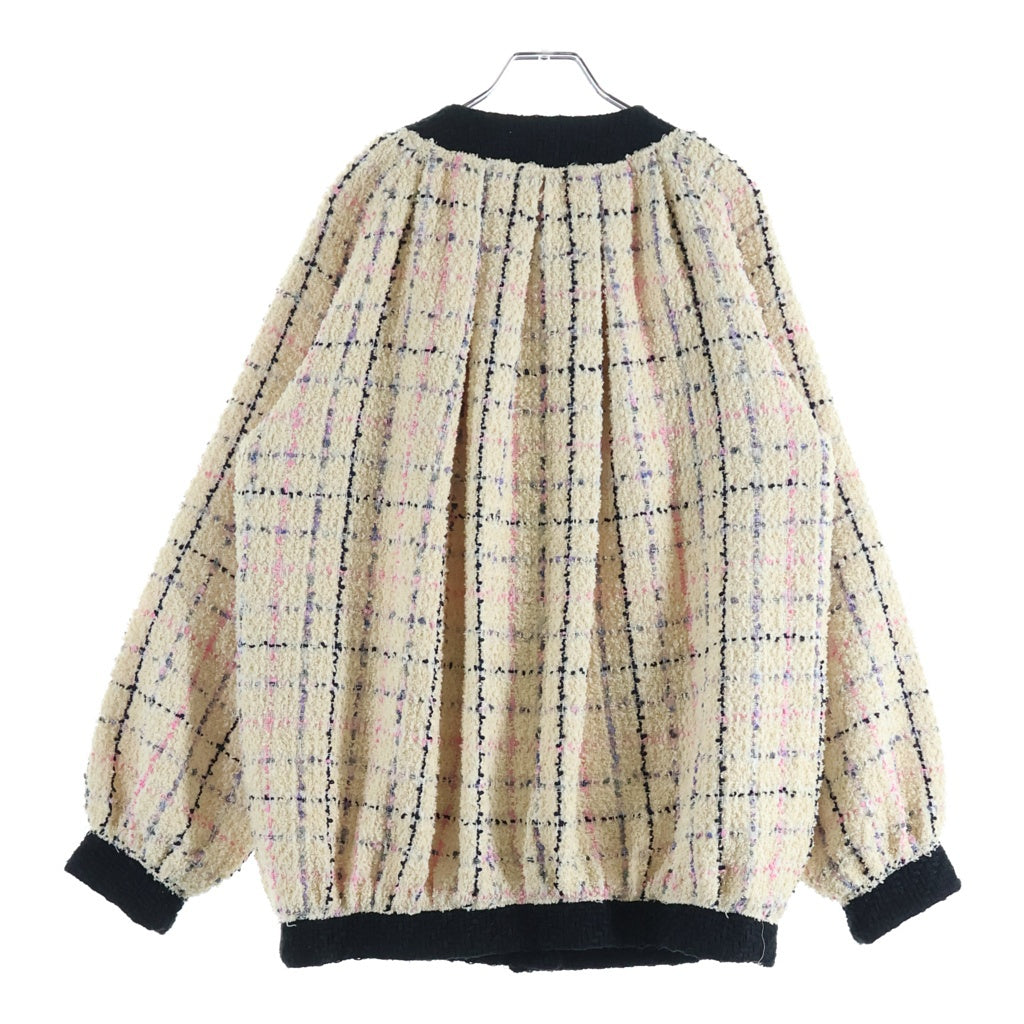 GUCCI(グッチ) 19SS ミケーレ期 Oversize Tweed Bomber Jacket オーバーサイズ ツイード ボンバー ノーカラージャケット ベージュ 545493 レディース