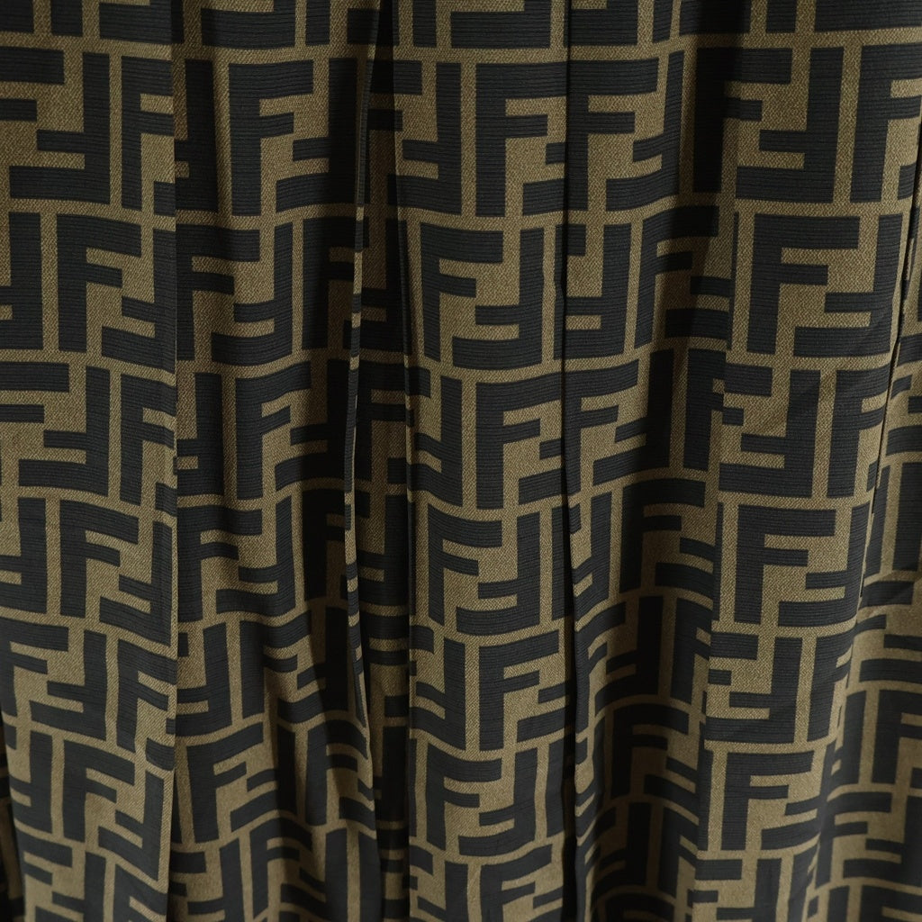 FENDI(フェンディ) ズッカ総柄 シルク プリーツ ロング スカート