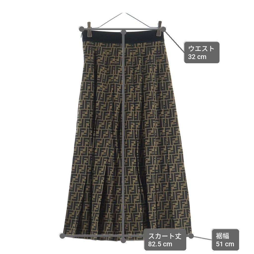 FENDI(フェンディ) ズッカ総柄 シルク プリーツ ロング スカート