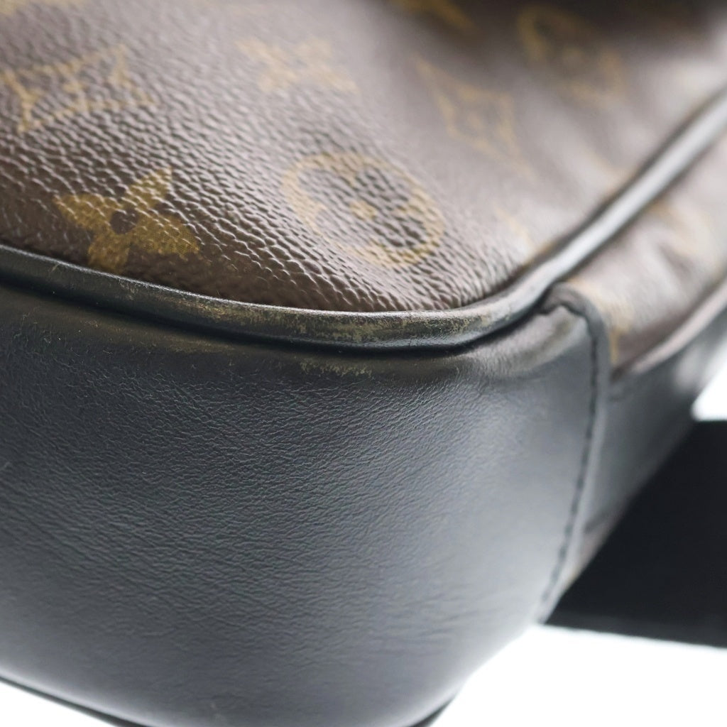 LOUIS VUITTON(ルイヴィトン) モノグラムマカサー パスPM ショルダーバッグ ミニバッグ ブラウン×ブラック レザー×PVC M56717 ゴールド金具 レディース