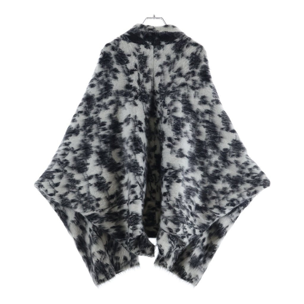 SAINT LAURENT PARIS(サンローランパリ) ブラッシュド ジャガード モヘヤ キモノ ジャケット ブラック×ホワイト #XL レディース