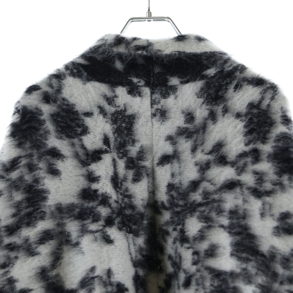 SAINT LAURENT PARIS(サンローランパリ) ブラッシュド ジャガード モヘヤ キモノ ジャケット ブラック×ホワイト #XL レディース