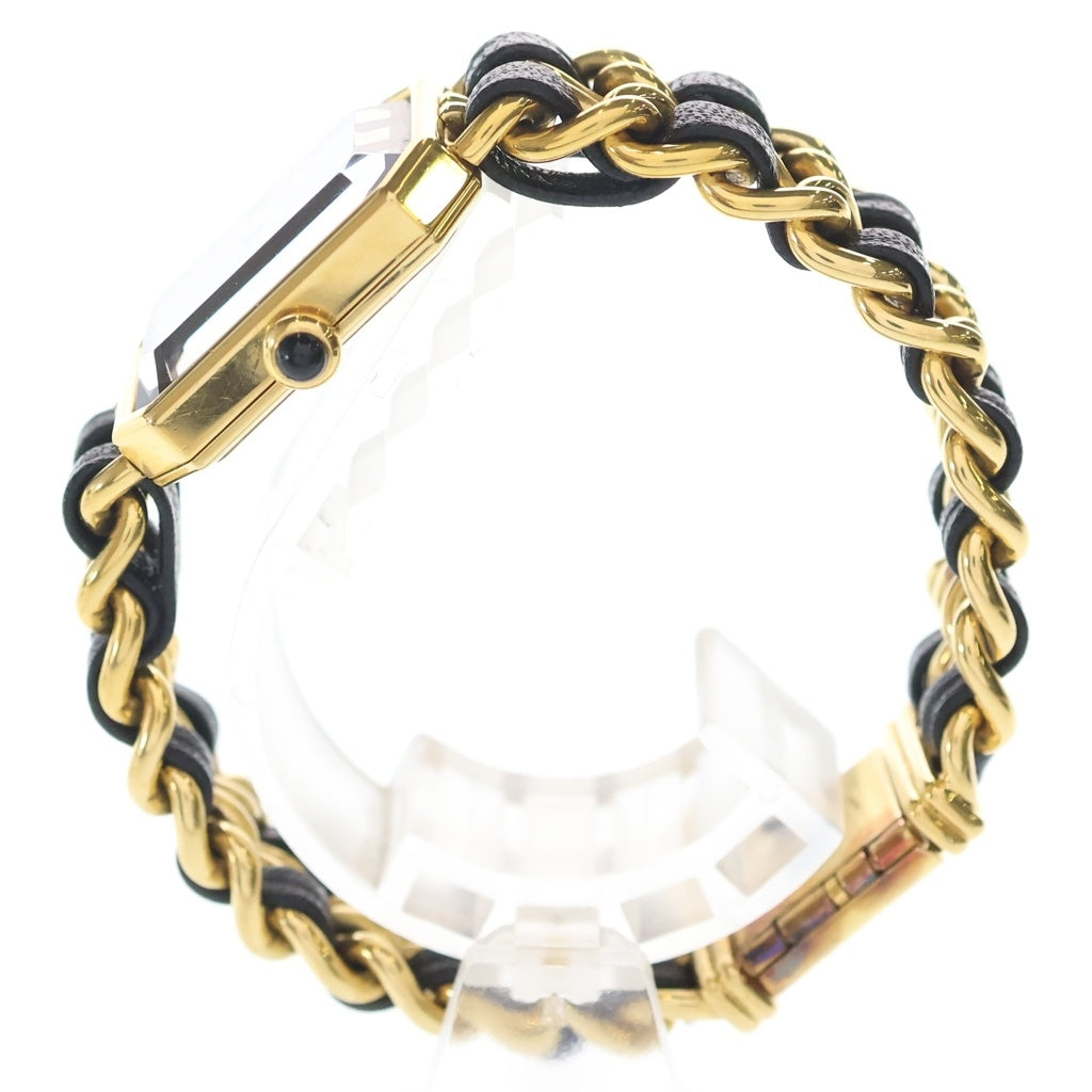 CHANEL(シャネル) プルミエールM GP×革/QZ クオーツ クォーツ 腕時計 H0001 黒文字盤 ゴールド レディース