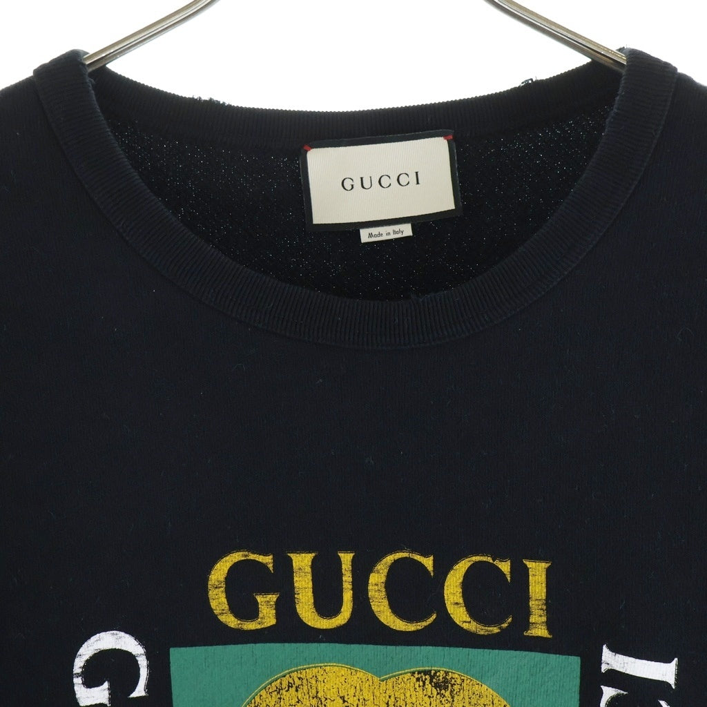 GUCCI(グッチ) 18AW ヴィンテージダメージロゴスウェット セーター イタリア製 コットン ブラック 454569 X5J57 レディース