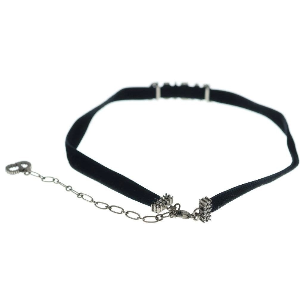 Christian Dior(クリスチャンディオール) ADIOR ラインストーン ロゴ チョーカー ネックレス ブラック シルバー金具