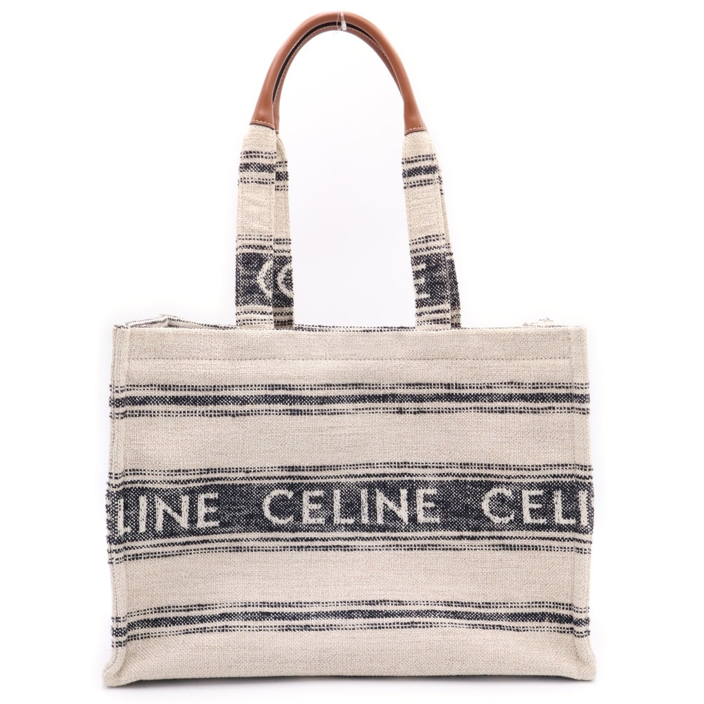 CELINE(セリーヌ) カバ タイス ラージ ロゴ キャンバス トートバッグ ベージュ/ネイビー アイボリー レディース