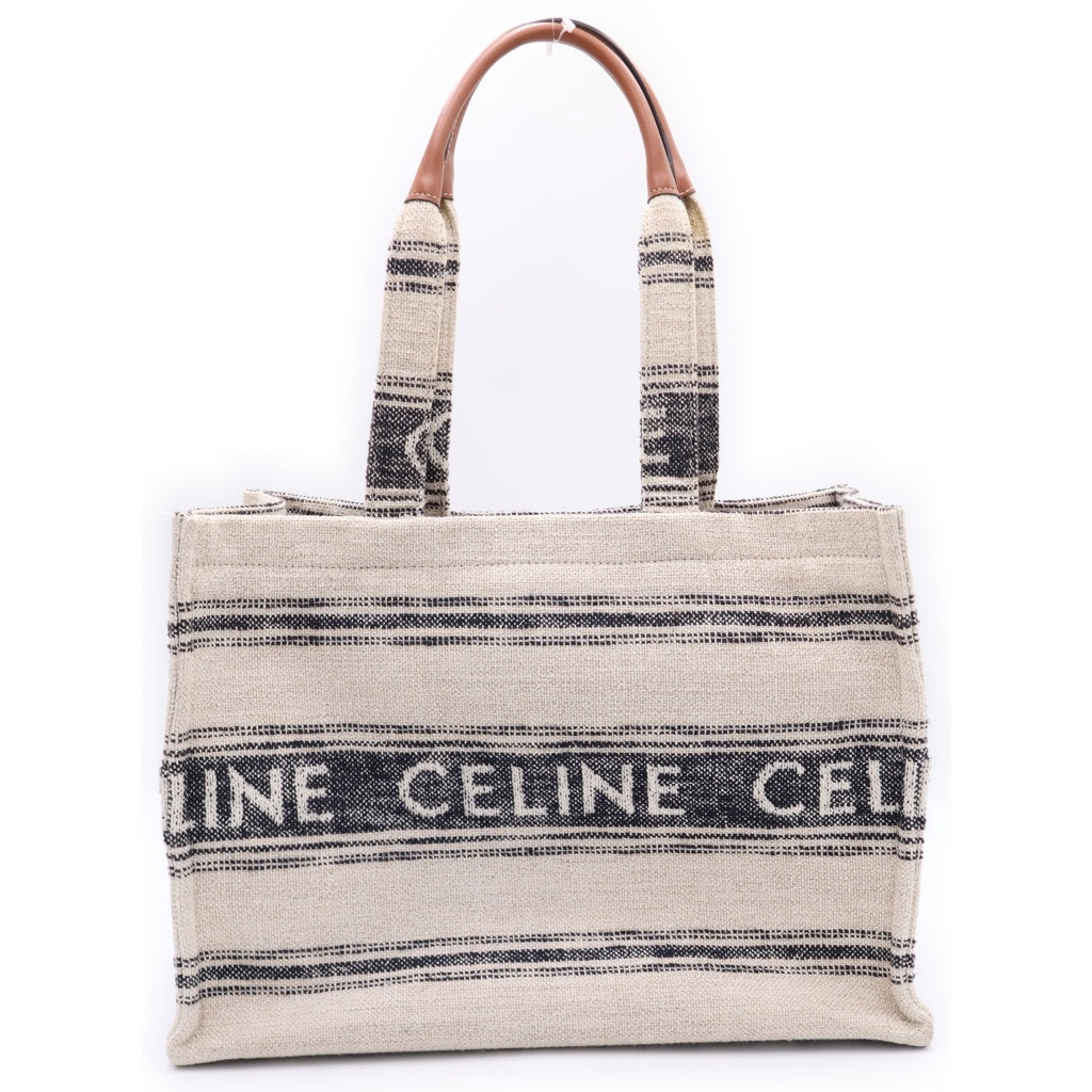 CELINE(セリーヌ) カバ タイス ラージ ロゴ キャンバス トートバッグ ベージュ/ネイビー アイボリー レディース