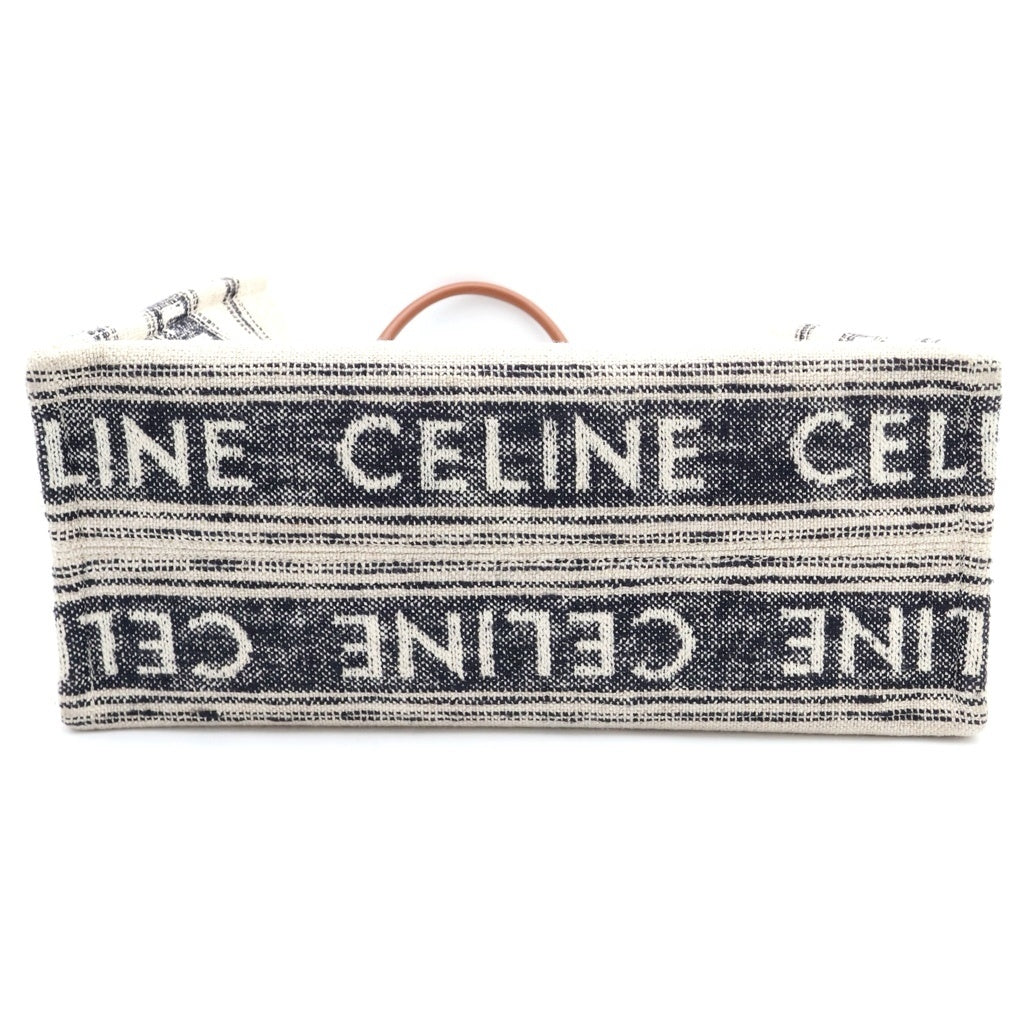 CELINE(セリーヌ) カバ タイス ラージ ロゴ キャンバス トートバッグ ベージュ/ネイビー アイボリー レディース