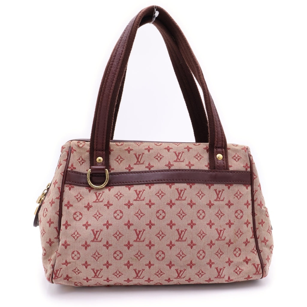 LOUIS VUITTON(ルイヴィトン) モノグラムミニ ジョセフィーヌ ハンドバッグ ワインレッド レザー×キャンバス M92216 ゴールド金具 レディース