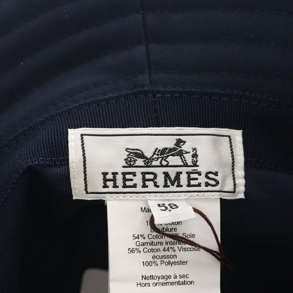 HERMES(エルメス) フレッドHドロワ バケットハット 帽子 マリン コットン ネイビー