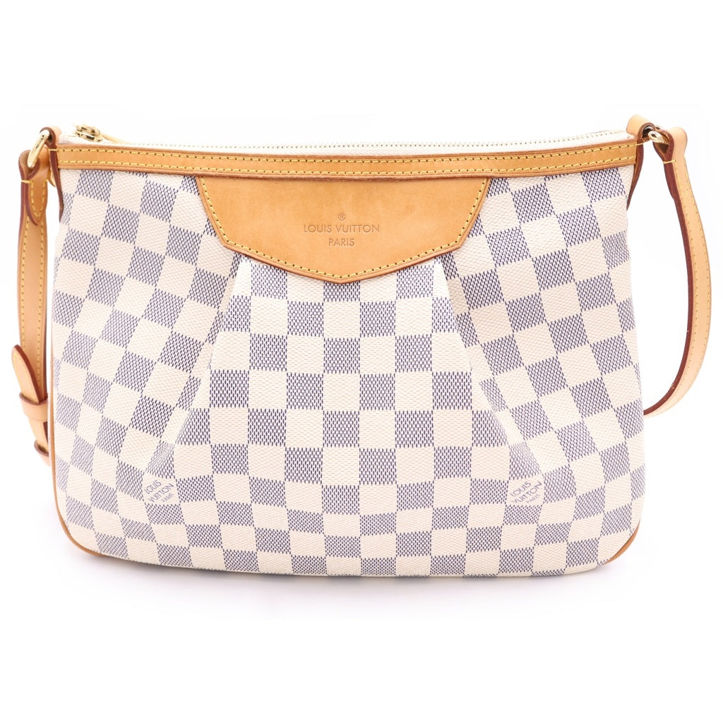 LOUIS VUITTON(ルイヴィトン) ダミエアズール シラクーサPM ショルダーバッグ ブラウン×アイボリー レザー×PVC N41113 ゴールド金具 レディース